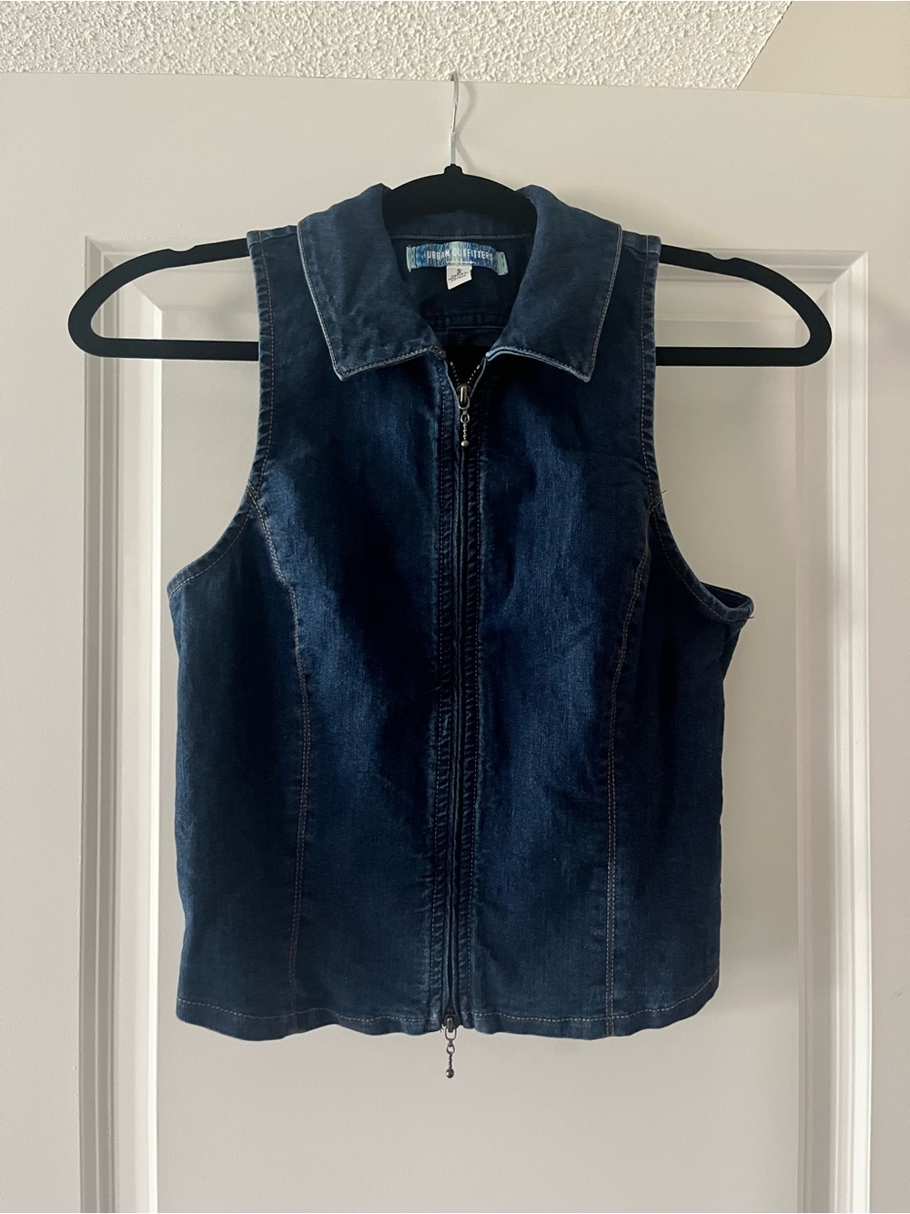 Urban Outfitters Dark Blue Denim Zip-Up Vest
